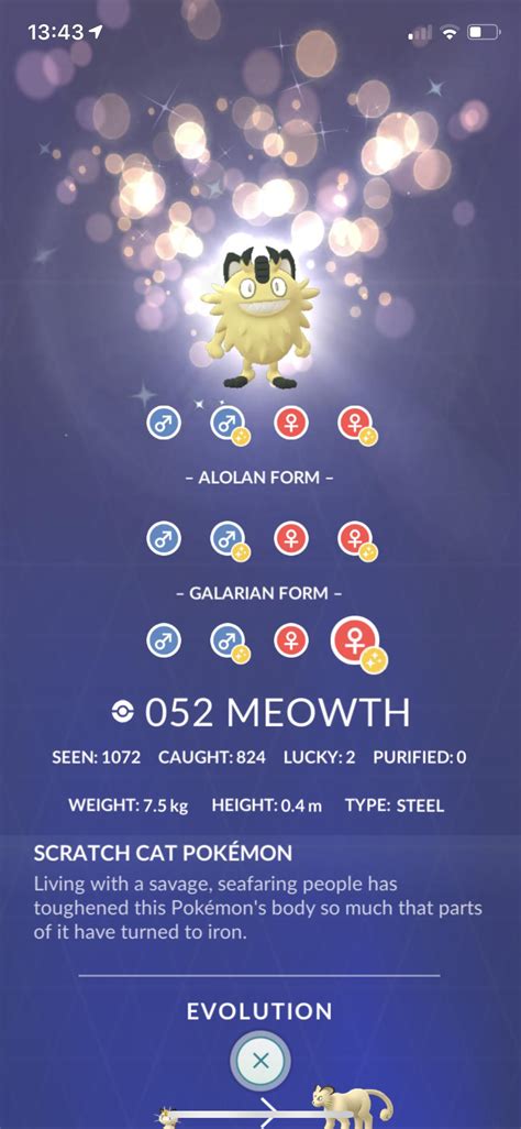 Meowth Galar Shiny Pokemon Go - img-level