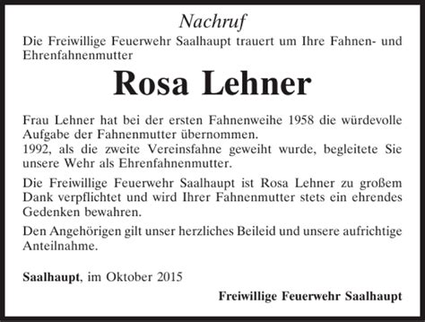 Traueranzeigen Von Rosa Lehner Mittelbayerische Trauer