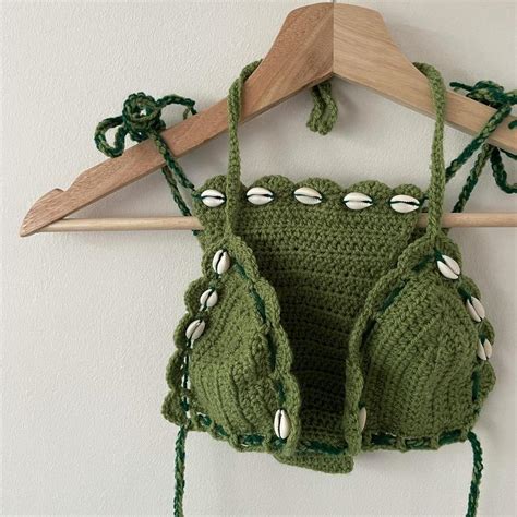 Crochet Bikini 2 Piece Bikini Set Shells Depop