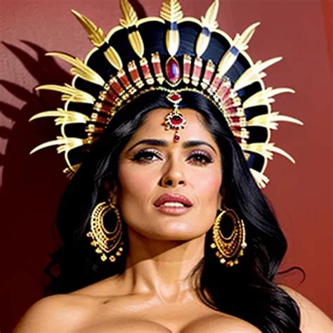 Dopamine Girl Salma Hayek Totally Naked Aztec Princess Against The