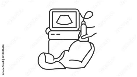 Sonogram Icon Animation Animated Line Doctor Doing Ultrasound Scan For