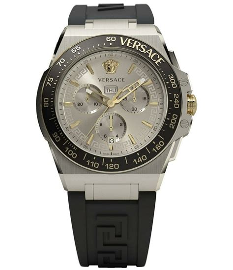 Versace Men S Greca Extreme Chrono Chronograph Black Silicone Strap