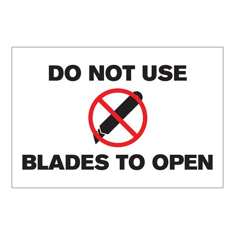 Do Not Use Blades To Open Horizontal Rectangular Paper Label With