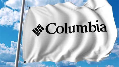 Waving Flag With Columbia Sportswear Logo Editoial 3D Rendering