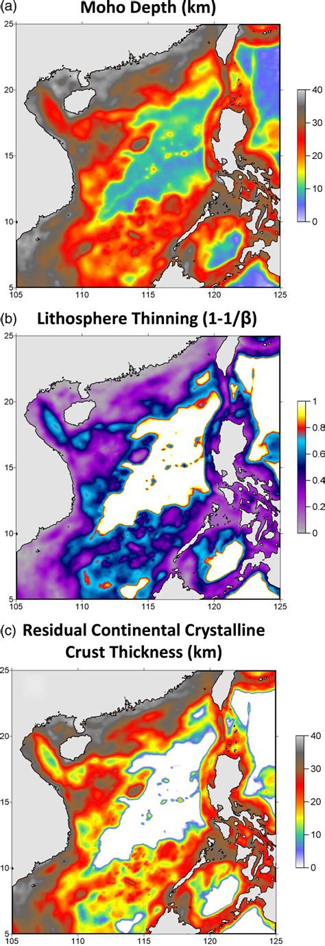 South China Sea Crustal Thickness And Oceanic Lithosphere Distribution