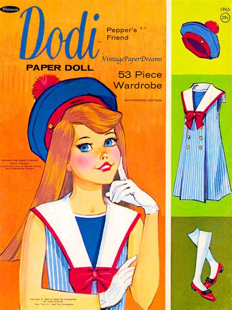 Vintage Paper Doll Printable Pdf Dodi Paper Doll 60s 1960s Paper Doll