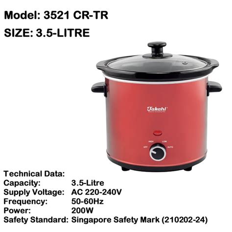 TAKAHI Electric Crockery Pot 1 5L 2 5L 3 5L 5 5L Models 1521