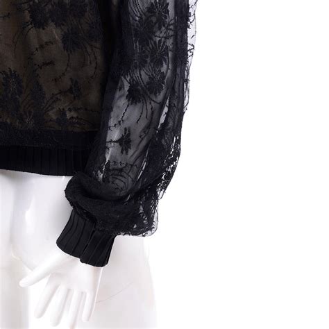 Vintage Valentino Black Lace Over Nude Silk Blouse At StDibs Black Lace Blouse Nude Blouse