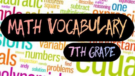 7th Grade Math Vocabulary Words Ccss Youtube