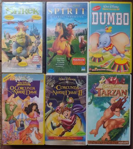 Fita Vhs Disney Tarzan O Corcunda Shrek Dumbo Lote 6 Fitas R 110 Em