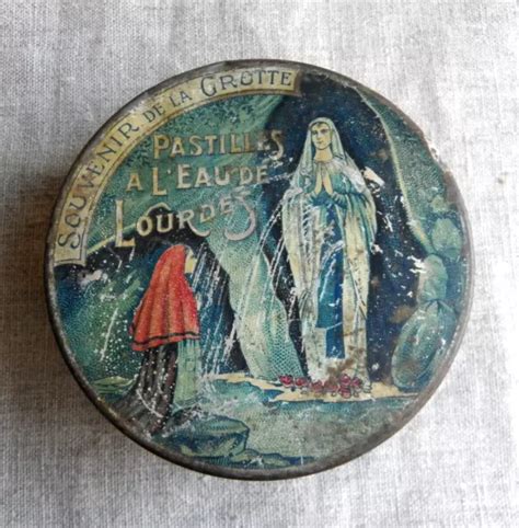 Ancienne Bo Te En T Le S Rigraphi E Pastilles Eau De Lourdes Vers