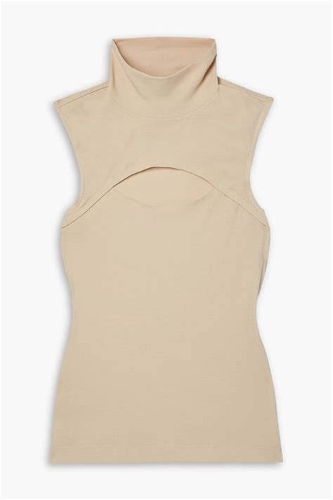 Cutout Cotton Jersey Turtleneck Tank Endource