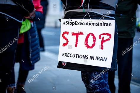 Protester Holds Placard During Support Irans Editorial Stock Photo