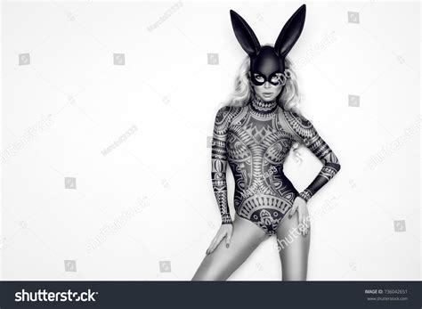 Sexy Blonde Girl Black Mask Bunny Stock Photo 736042651 Shutterstock