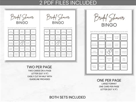 30 Bridal Shower Bingo Cards Minimalist Bridal Shower Game Printable Bingo 30 Unique Bridal