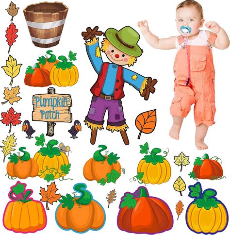 28 Pieces Fall Bulletin Board Decorations Thanksgiving Patch Bulletin Board Set