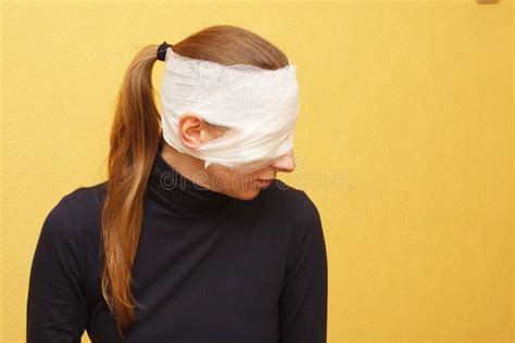 Eye Injury Emergency First Aid Medical Fixing Bandage Stock Image