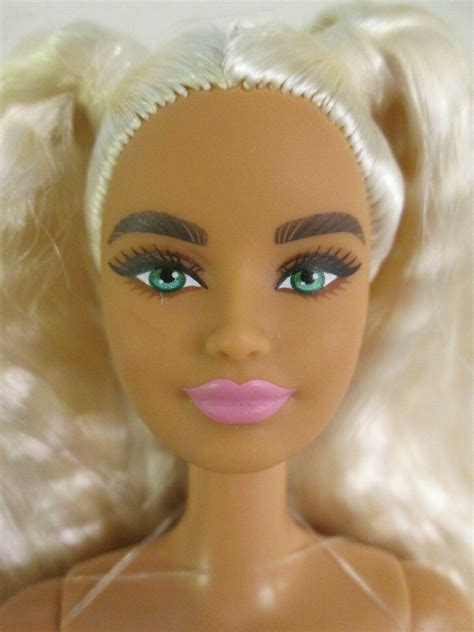 Nude Barbie Extra Doll Long Crimped Platinum Blonde Hair Ponytails Jointed