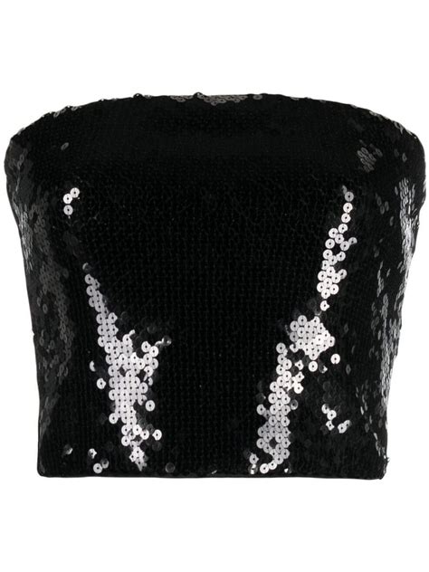 THE ANDAMANE Strapless Sequin Embellished Top Farfetch