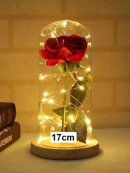 Luminaria Cupula A Bela E A Fera - Luminária Led Rosa Com Cúpula De Vidro A Bela E A Fera 17cm no Elo7 ...