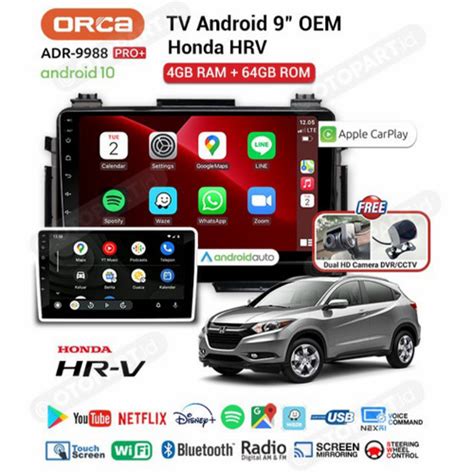 Jual Headunit Android Orca CarPlay 9 Inch Pro DVR Honda HRV Ram 4 64