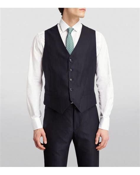 Giorgio Armani Wool Pinstripe Waistcoat In Blue For Men Lyst