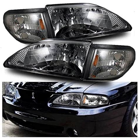 Partswich New Set Of Headlight Assembly Halogen For Ford Mustang