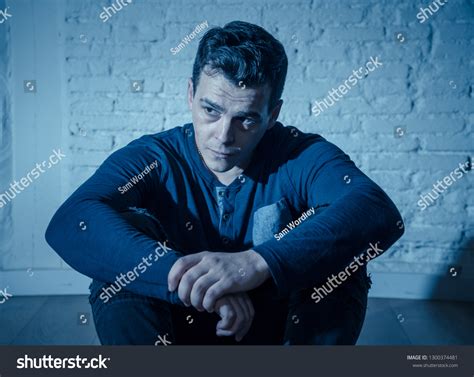 Portrait Sad Depressed Young Man Crying Stock Photo 1300374481 ...