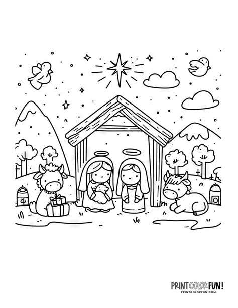 Nativity Scene Coloring Page From Printcolorfun In