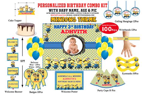 Personalized Minion Theme - Birthday Party Combo Kit