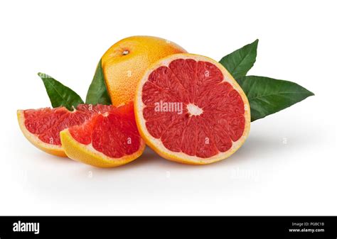 Grapefruit Isolated On White Background With Clipping Path Stock Photo