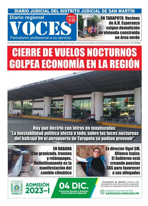 Portada Jueves De Noviembre Diario Voces