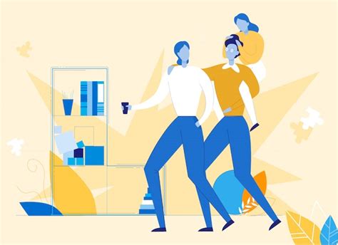 Premium Vector Happy Male Gay Couple Hold Daughter On Shoulders