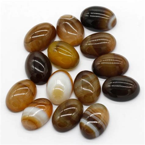 Brown Striped Cabochon Flat Back Agate CAB Natural Stone Men And Women