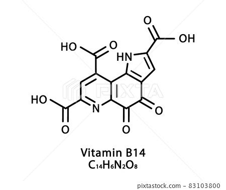 Vitamin B14 Pyrroloquinoline quinone molecular... - Stock Illustration ...