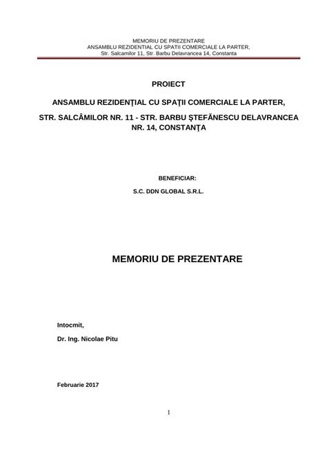 Pdf Memoriu De Prezentare Ct Ro Lucr Ri De Demolare