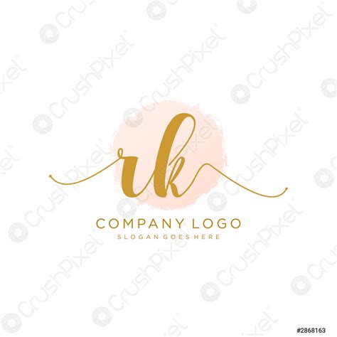 Initial RK Handwriting Logo With Circle Template Vector Stock Vector