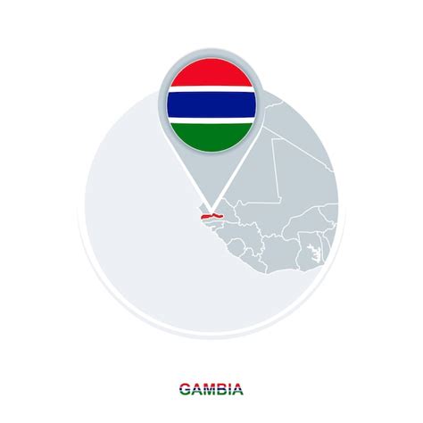 Premium Vector Gambia Map And Flag Vector Map Icon With Highlighted