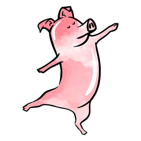 Premium Vector Hand Drawn Dancing Pig Watercolor Vector Illustration