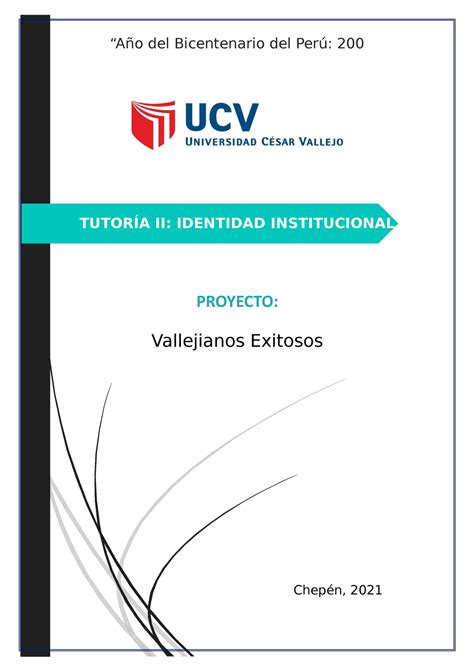 Proyecto de Identidad Vallejiana TUTORÍA II IDENTIDAD INSTITUCIONAL