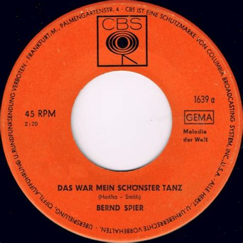 Release Das War Mein Schönster Tanz” By Bernd Spier Cover Art