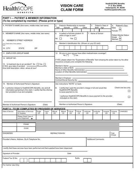 Humana Vision Claim Forms Printable