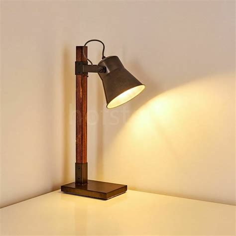 Lampka Nocna Do Czytania Lampa Sto Owa Vintage Retro Drewno Metal Loft