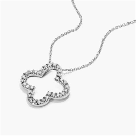 K White Gold Open Clover Diamond Necklace W