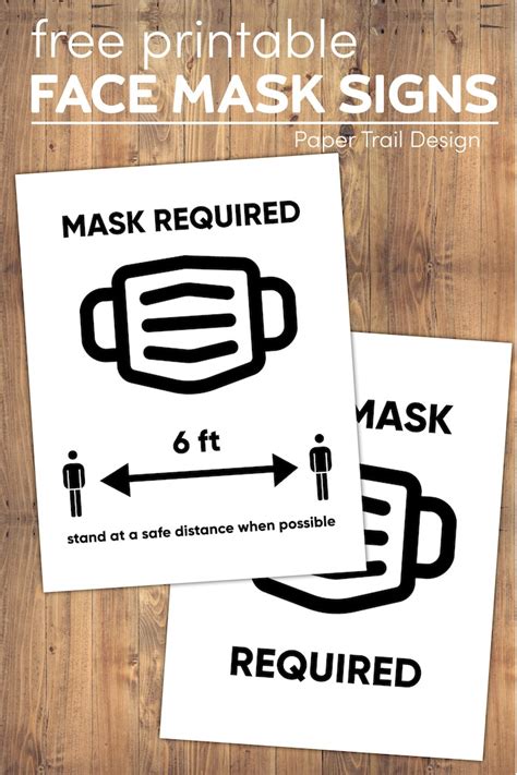 Free Printable Face Mask Required Sign Paper Trail Design