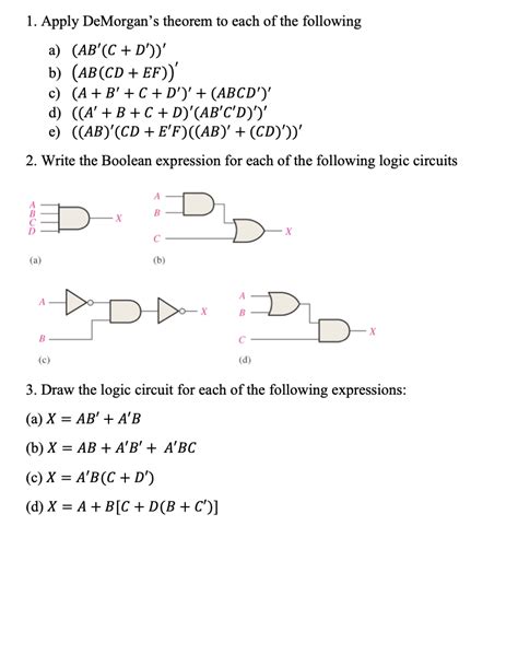 Solved + 1. Apply DeMorgan's theorem to each of the | Chegg.com