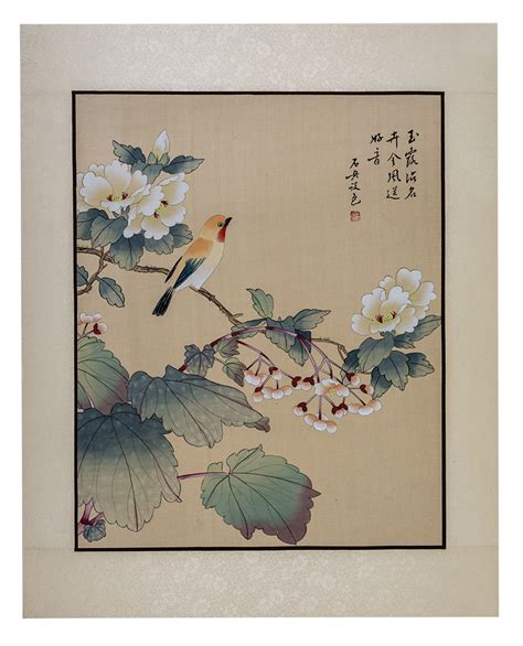 Asian Watercolor Painting On Silk Paper Bird 1620 Shinzen Garden