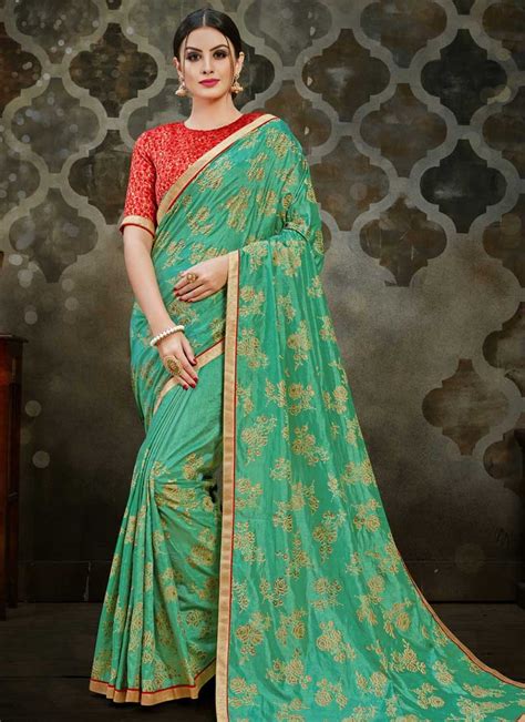 Buy Art Silk Sea Green Traditional Designer Saree Online 103329