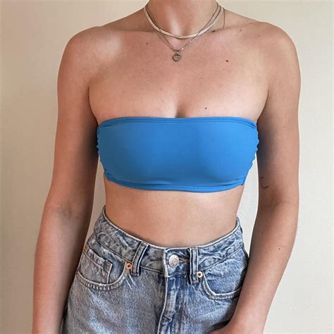 Wild Fable Women S Blue And Gold Bikini And Tankini Tops Depop