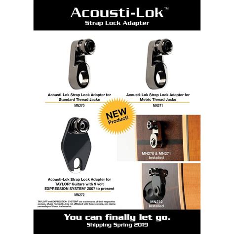 Music Nomad Acousti Lok Strap Lock Adapter For Taylor® Guitars W 9 Volt Expression System